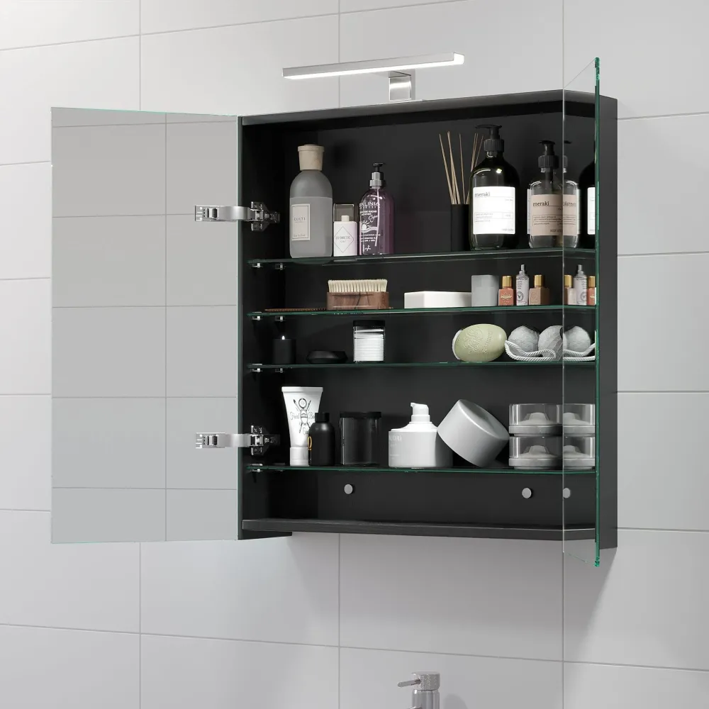 Morgedal Spejlskab, sort træ BATH DELUXE - EXCLUSIVE