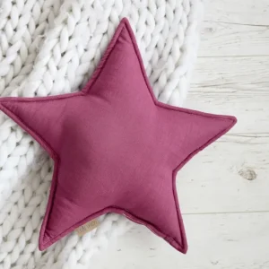 Stjernepude linned mørk magenta