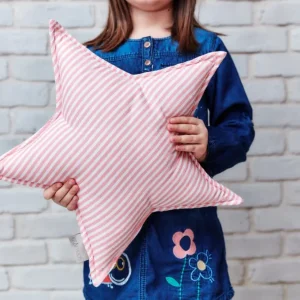 Stjernepude striber pink