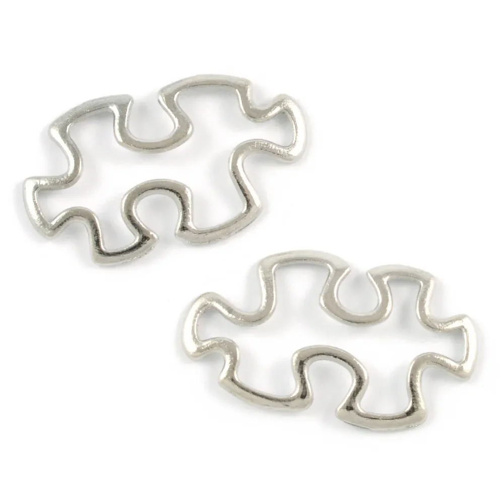 Forbinder, puslespilsbrik, platin, 30x17mm, 5 stk