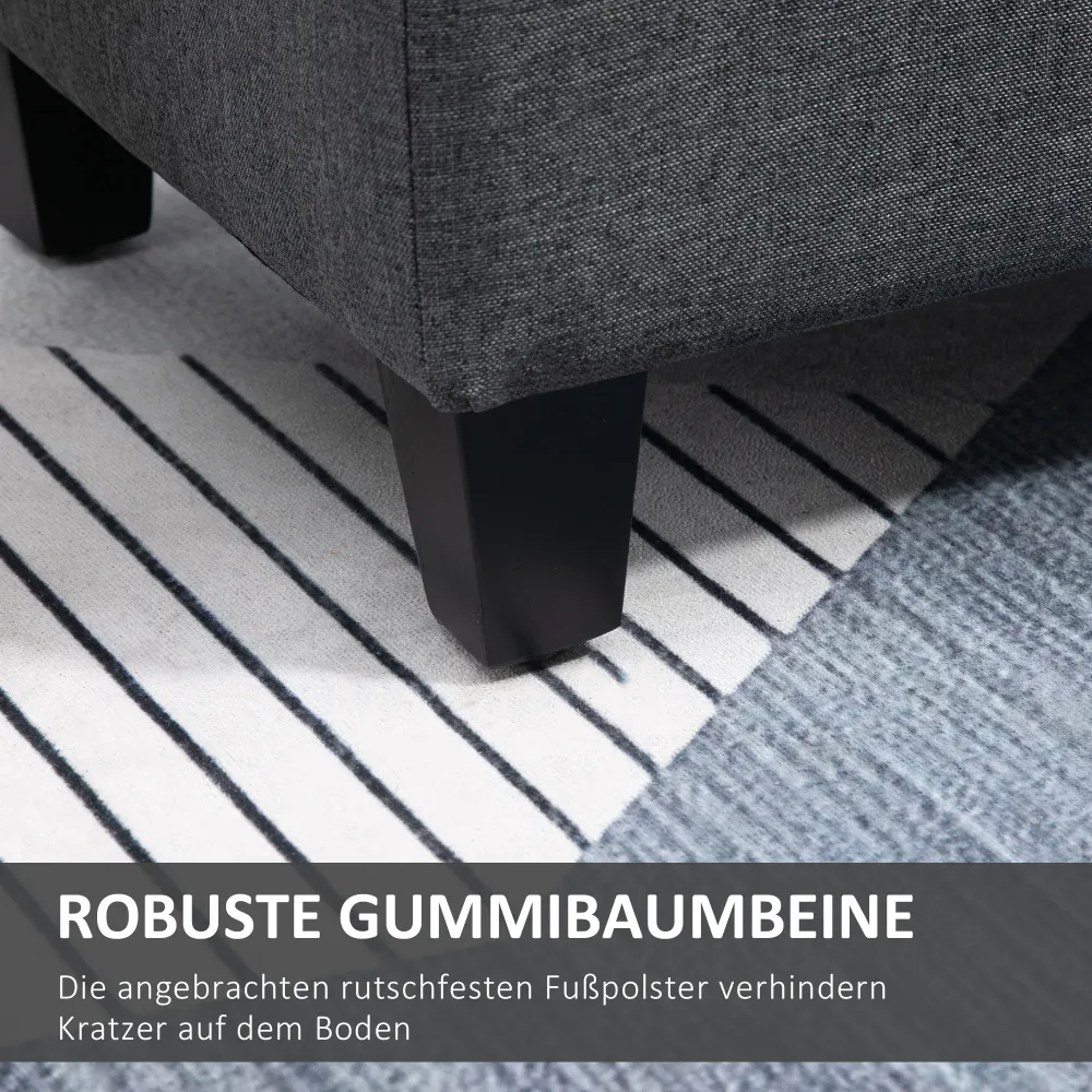 Bænk polstret bænk med opbevaringsplads kommodebænk entre soveværelse stue hørlignende polyester tpr træ mørkegrå 100 x 40...