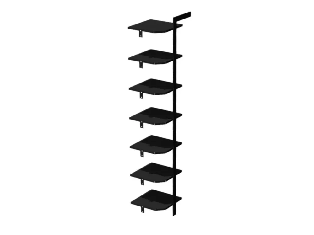 Hjørnemodul AXIS 50 x 51 cm – Sortlakeret 7 hylder