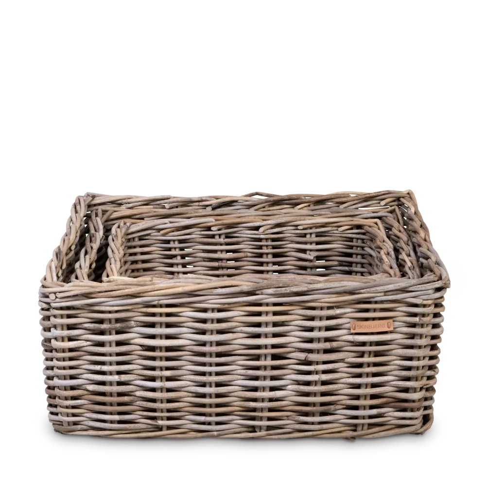Rektangulær Opbevaringskurv L50xB56xH24 i Grå Rattan