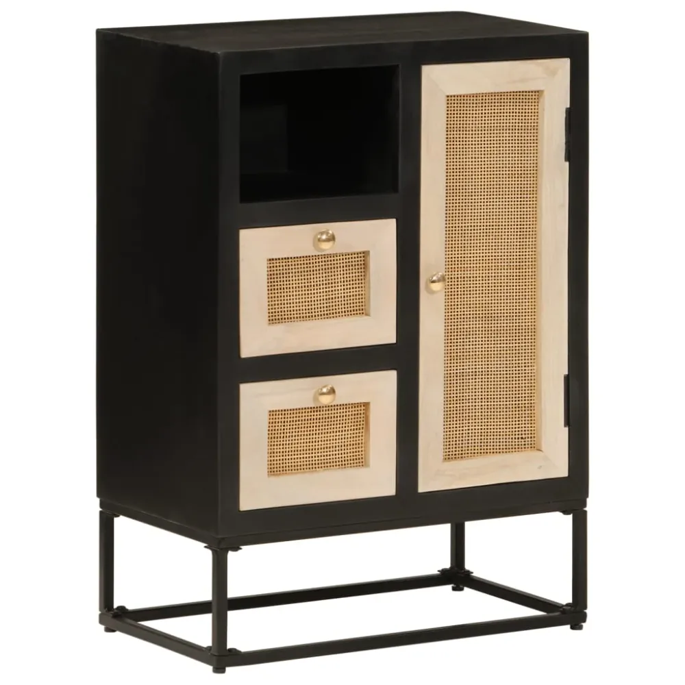 skænk 55x30x76 cm massivt mangotræ og jern ebony