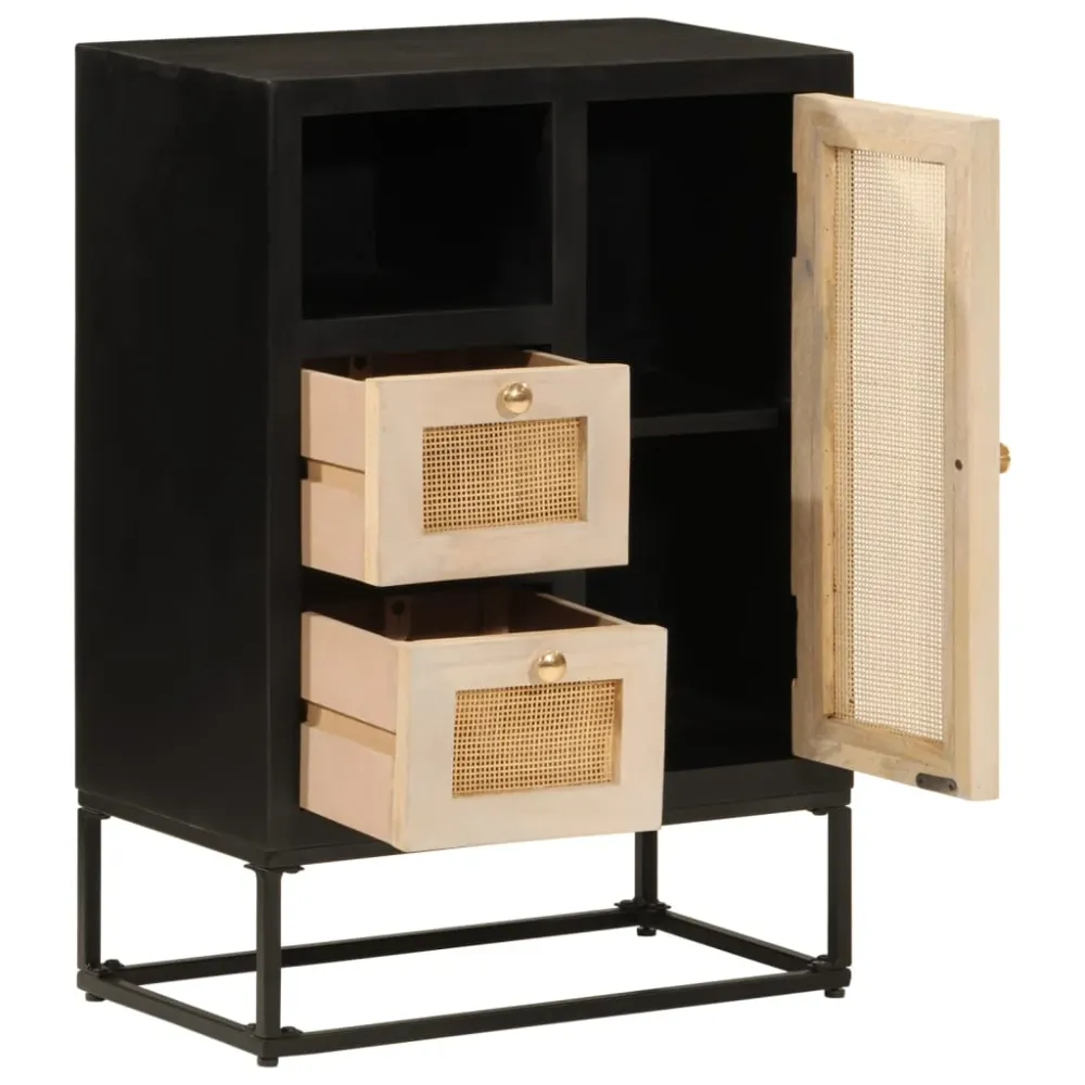 skænk 55x30x76 cm massivt mangotræ og jern ebony