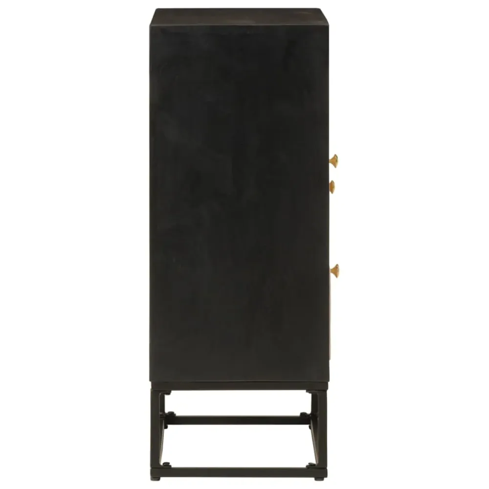 skænk 55x30x76 cm massivt mangotræ og jern ebony