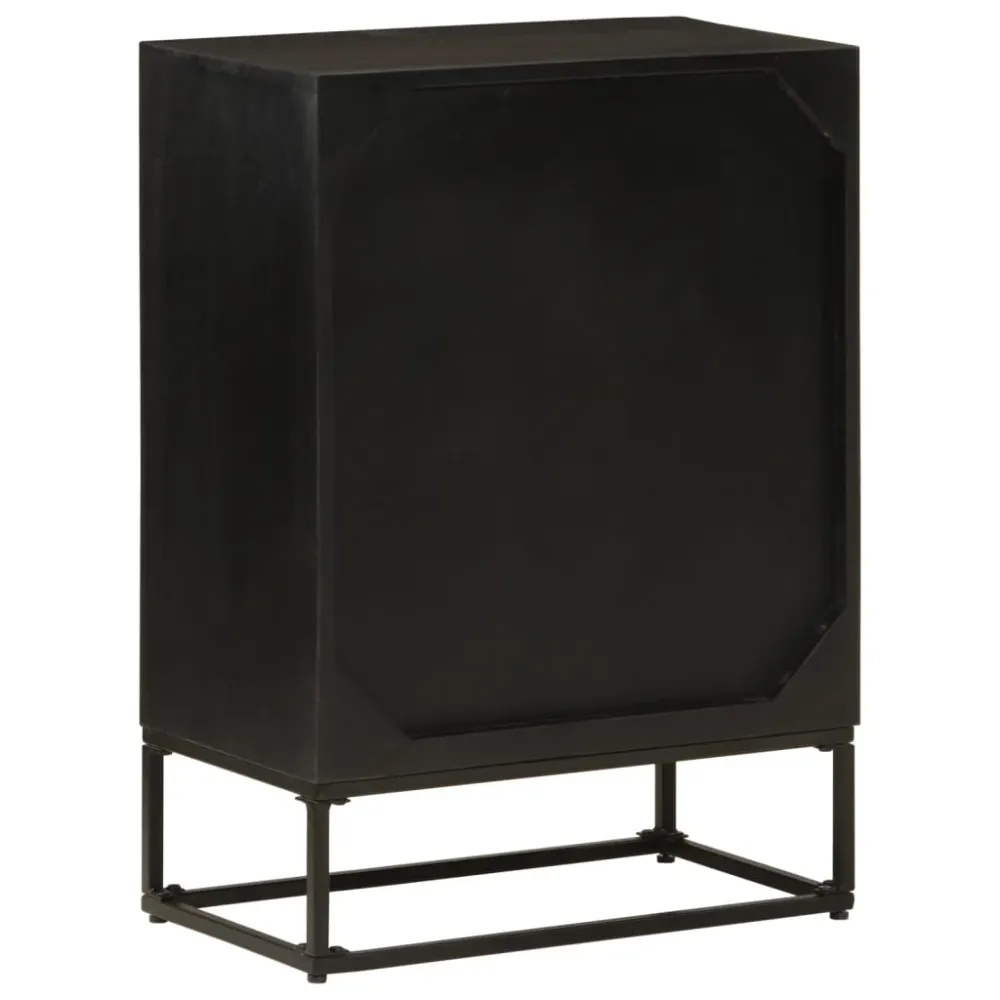 skænk 55x30x76 cm massivt mangotræ og jern ebony