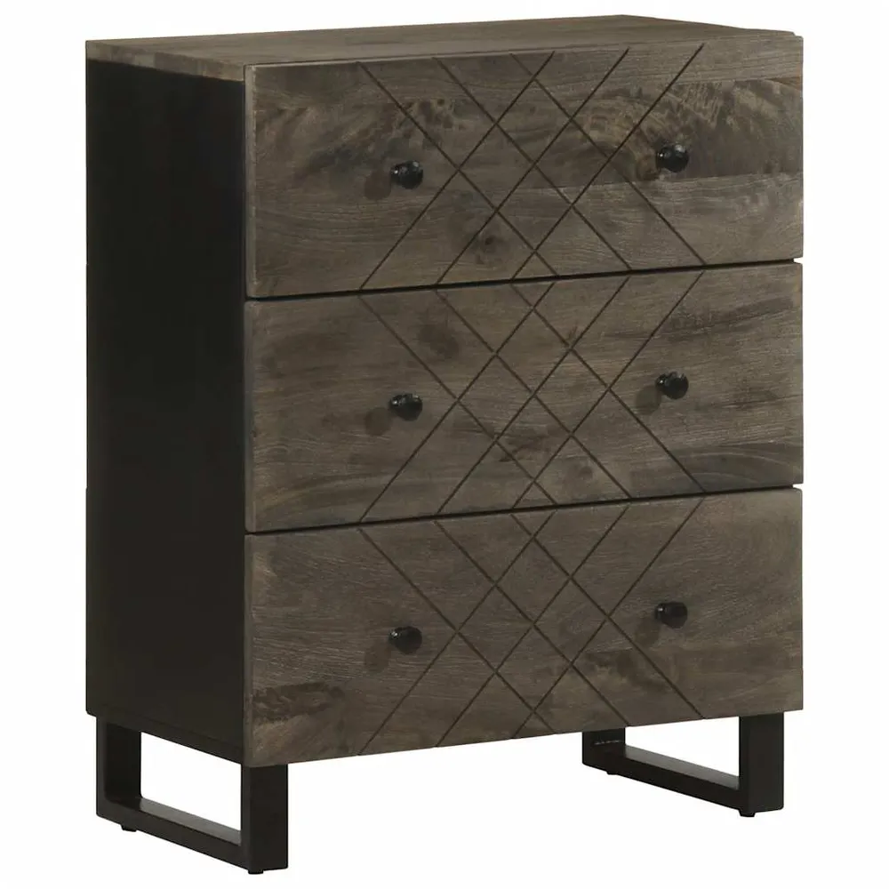 Skænk 60X33X75 Cm Massivt Mangotræ Midnight