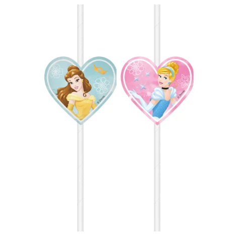 Disney prinsesse papir sugerør, 4 stk.