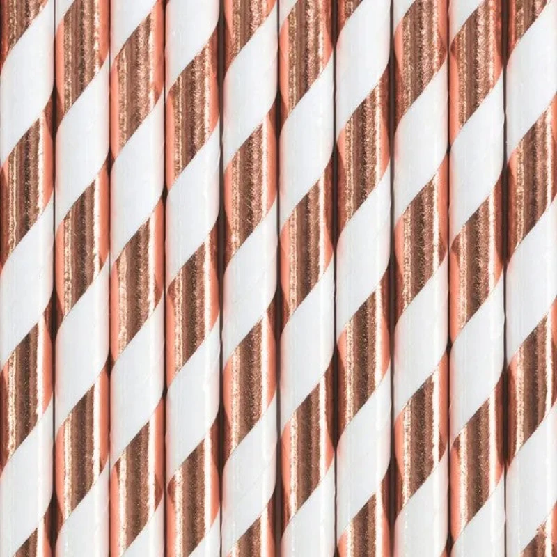 Papir sugerør rose gold, 10 stk.