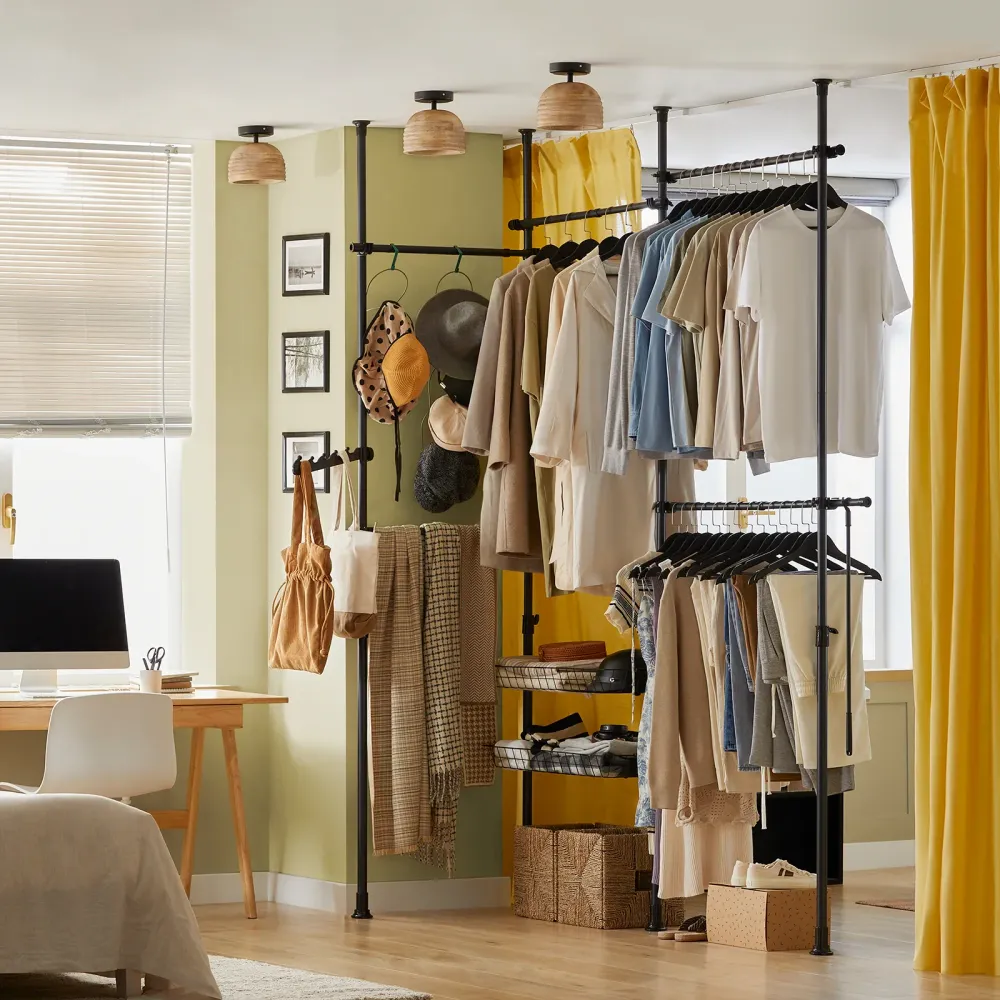Walk closet - garderobestativ, tøjstativ, højde og længde modifiable