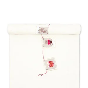 Bordløber Xmas letter ivory med broderi