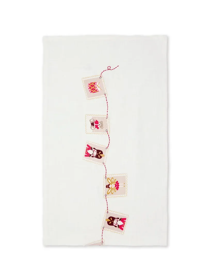 Bordløber Xmas letter ivory med broderi