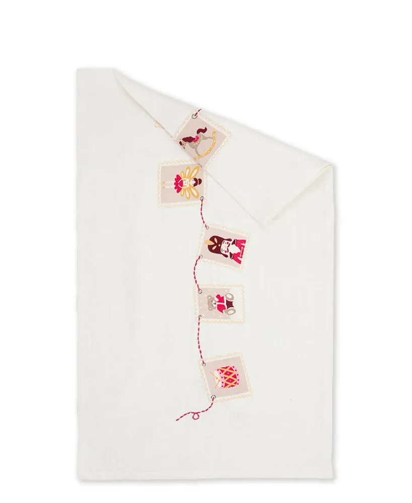 Bordløber Xmas letter ivory med broderi