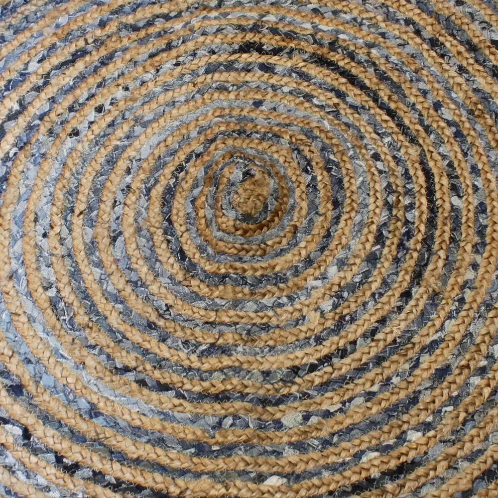 Rund jutemåtte og denimtæppe, 120 cm
