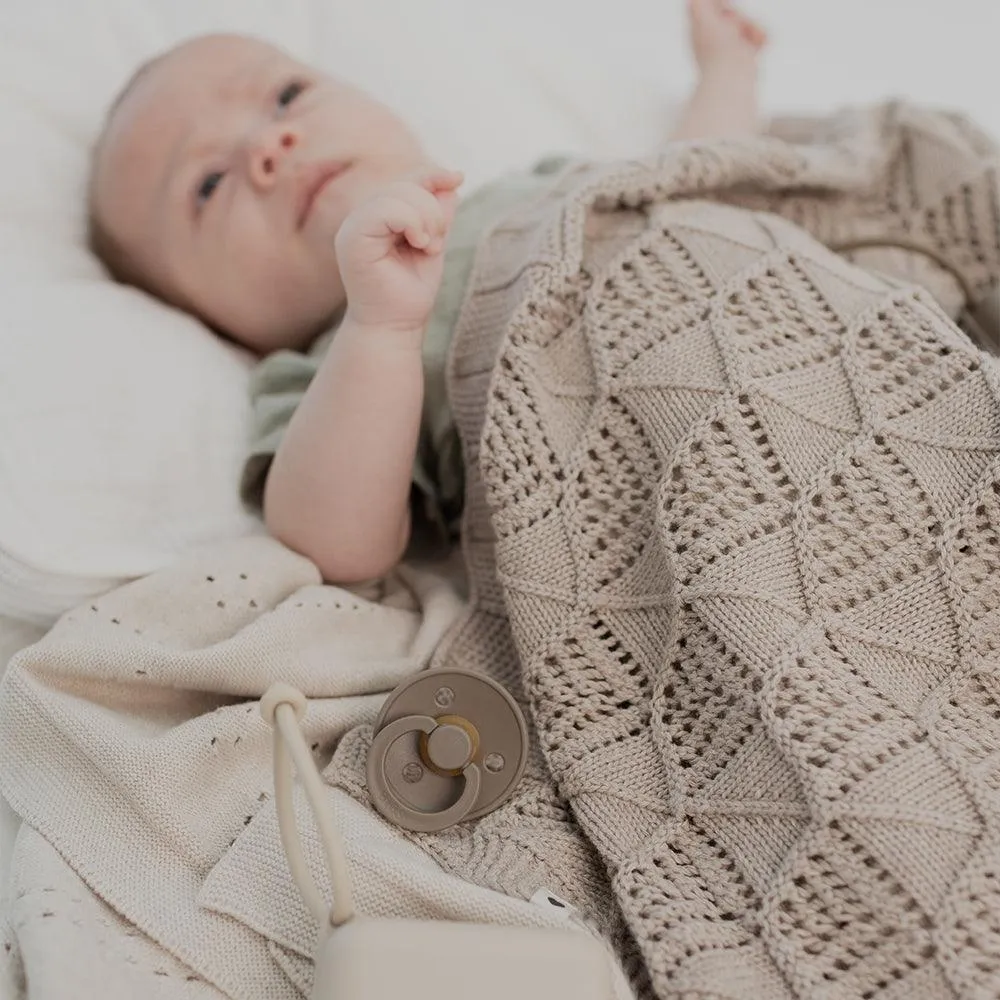Strikket Tæppe Wavy - Ivory