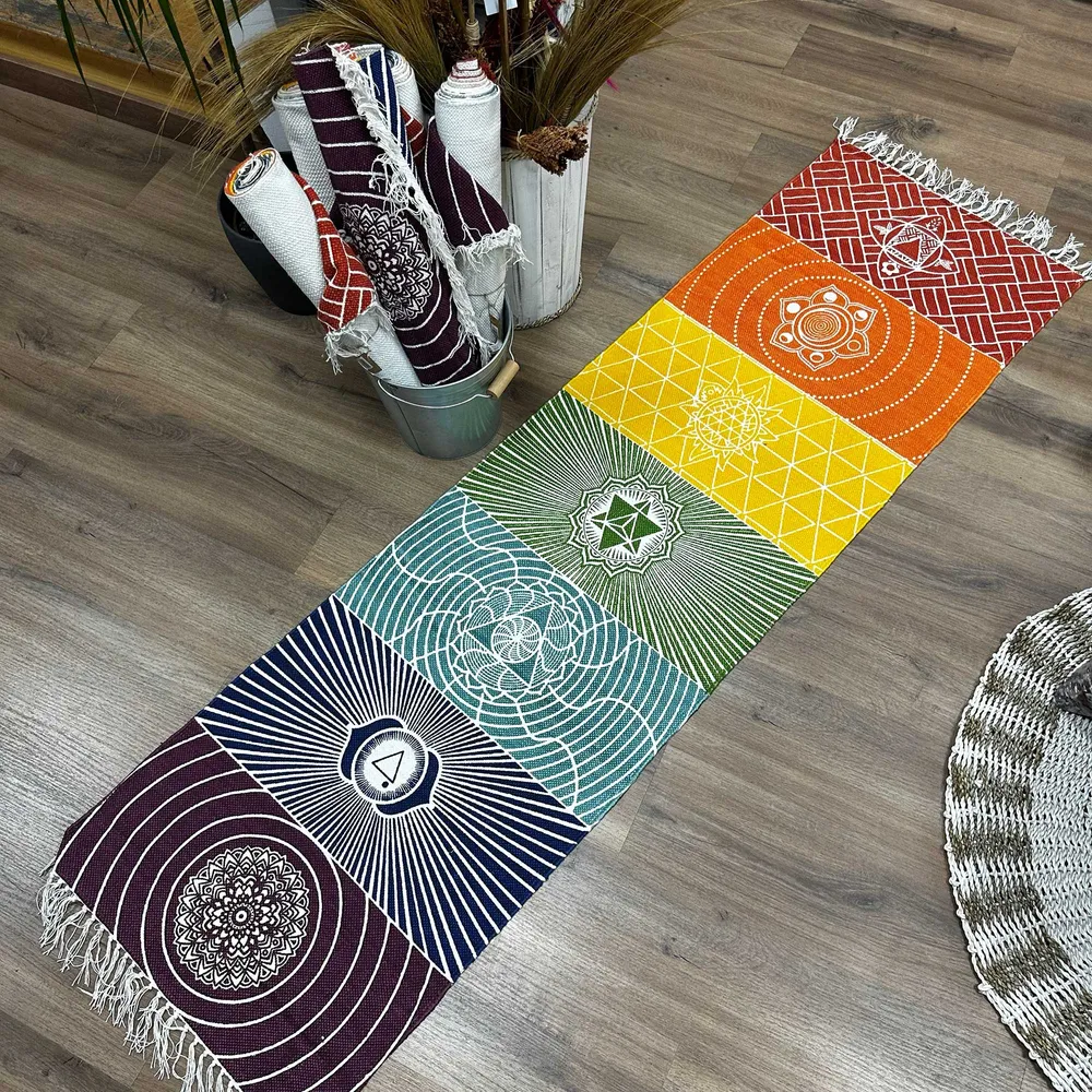 Yogamåtte Bomuld 7 Chakra 60x200cm
