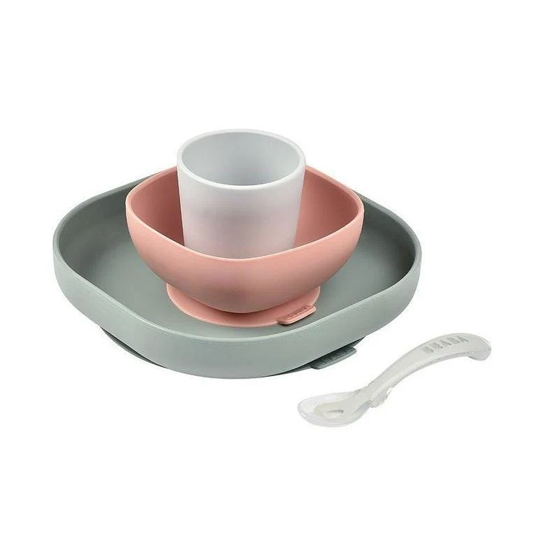 Beaba Silikone babymadssæt med sugekop Eucalyptus