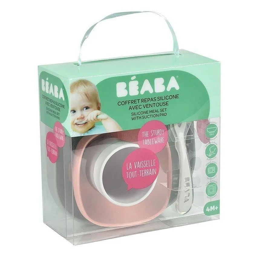 Beaba Silikone babymadssæt med sugekop Eucalyptus