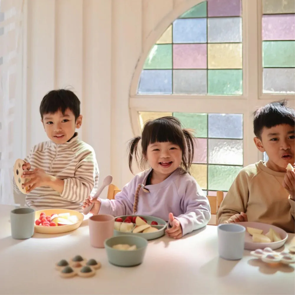 Mushie Børnetallerkensæt Rund Blød Lilla