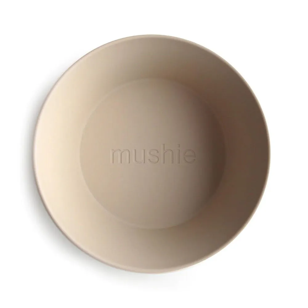 Mushie skåle til børn, runde, vaniljefarvede