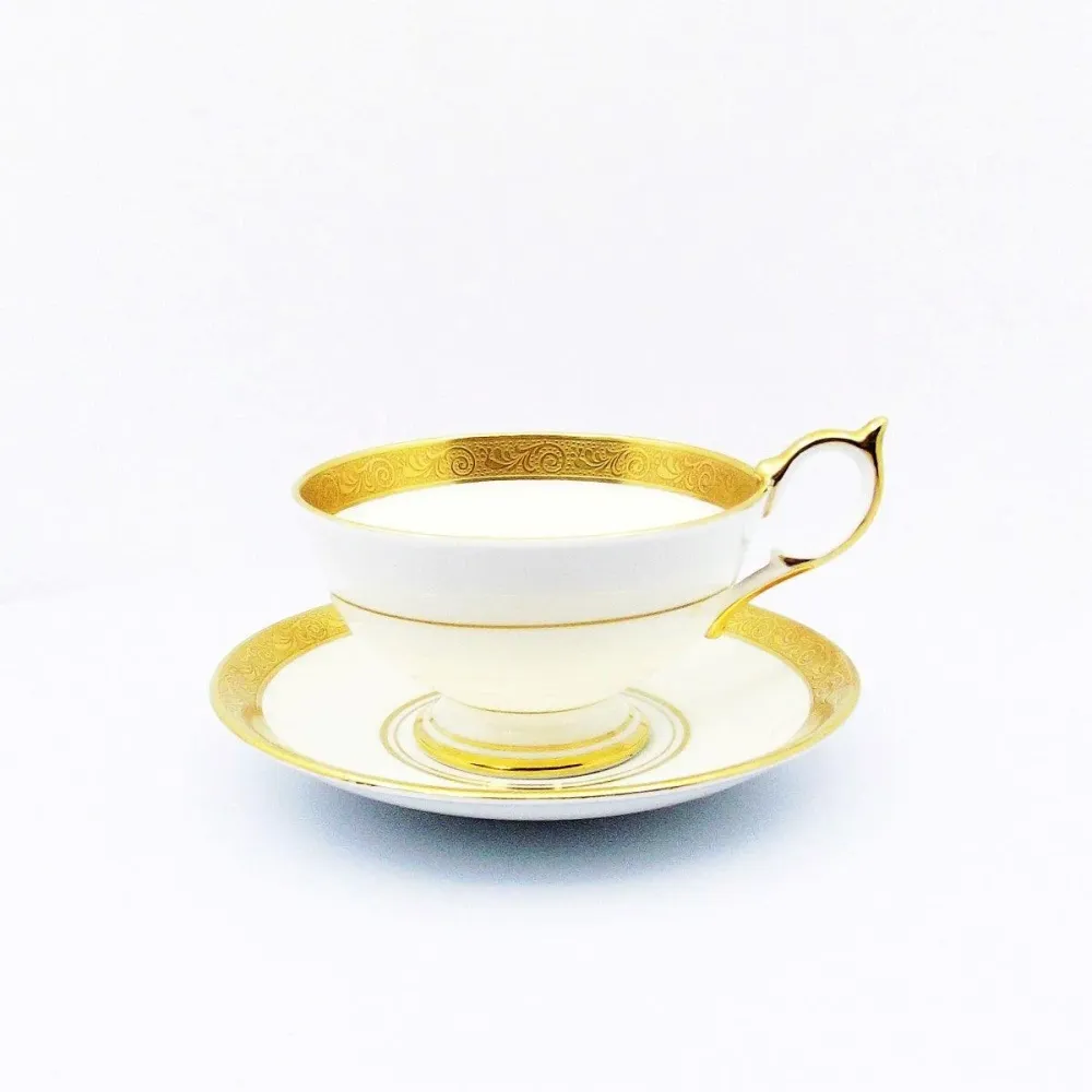 Aynsley England 1 tekop rent guld dekoration fint porcelæn engelsk benporcelæn -0059
