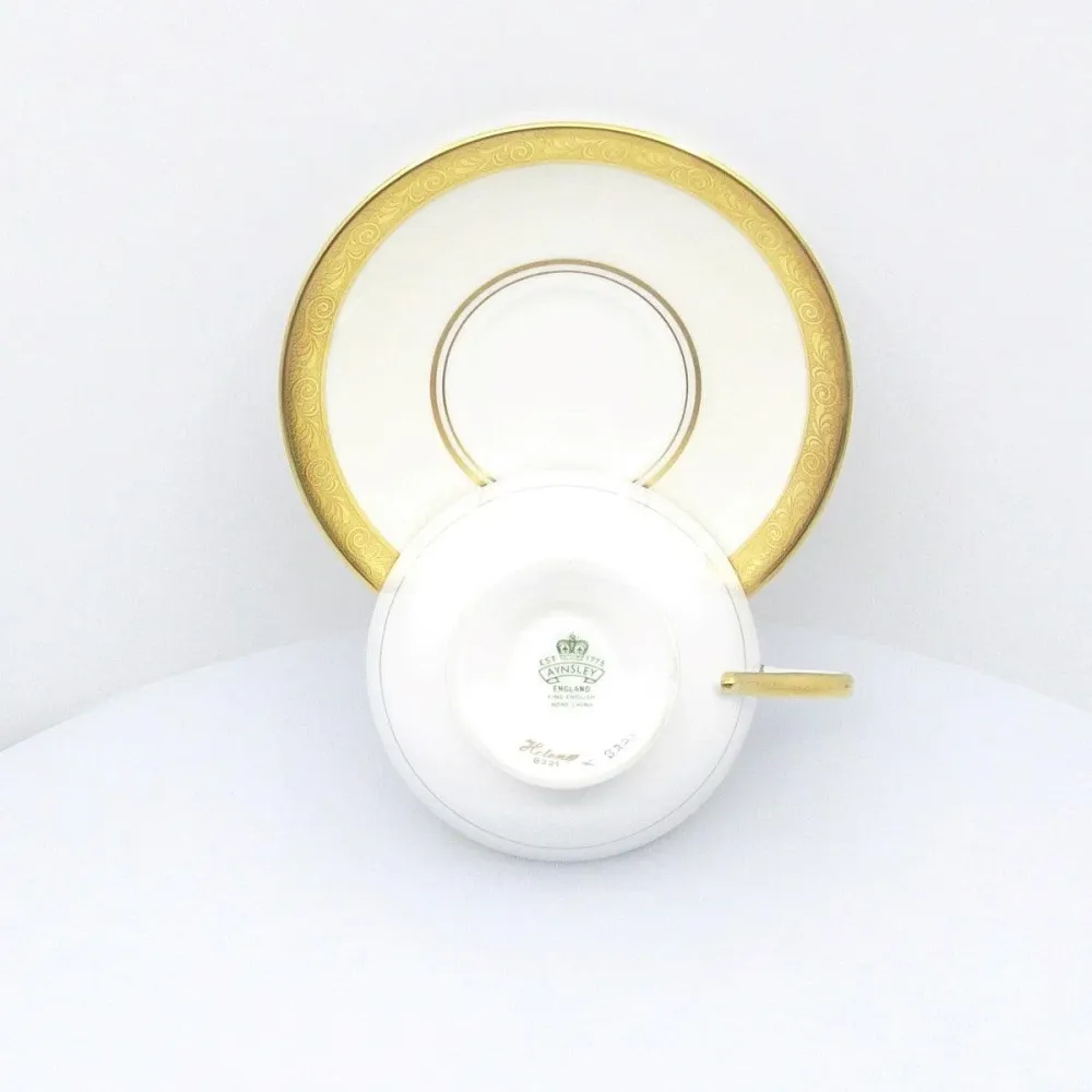 Aynsley England 1 tekop rent guld dekoration fint porcelæn engelsk benporcelæn -0059