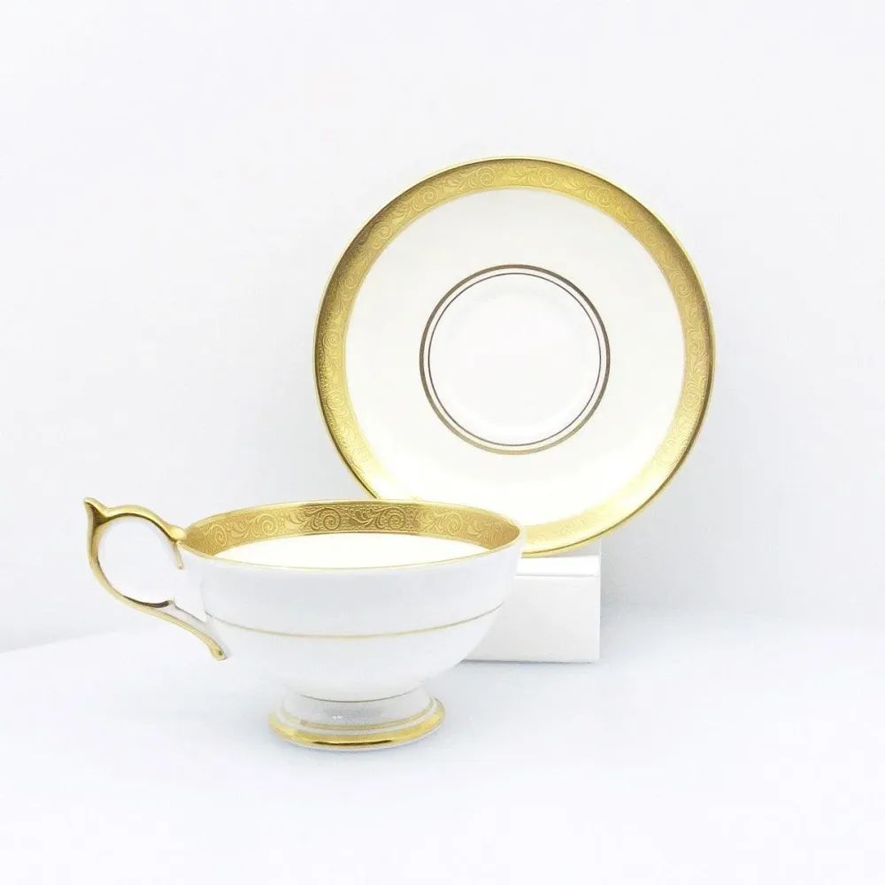 Aynsley England 1 tekop rent guld dekoration fint porcelæn engelsk benporcelæn -0059