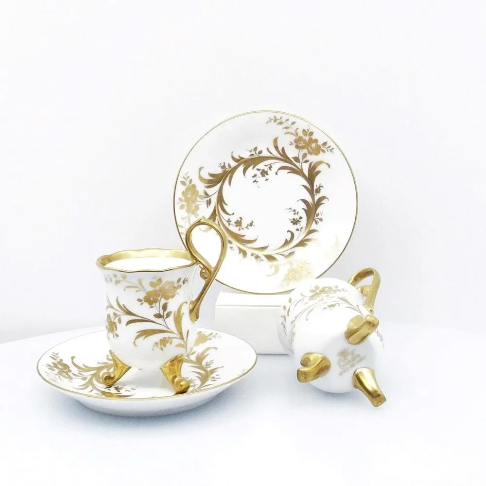 O.H.C. Ohashi sæt med 2 kaffekopper med dekoration af rent guld i japansk porcelæn -0188
