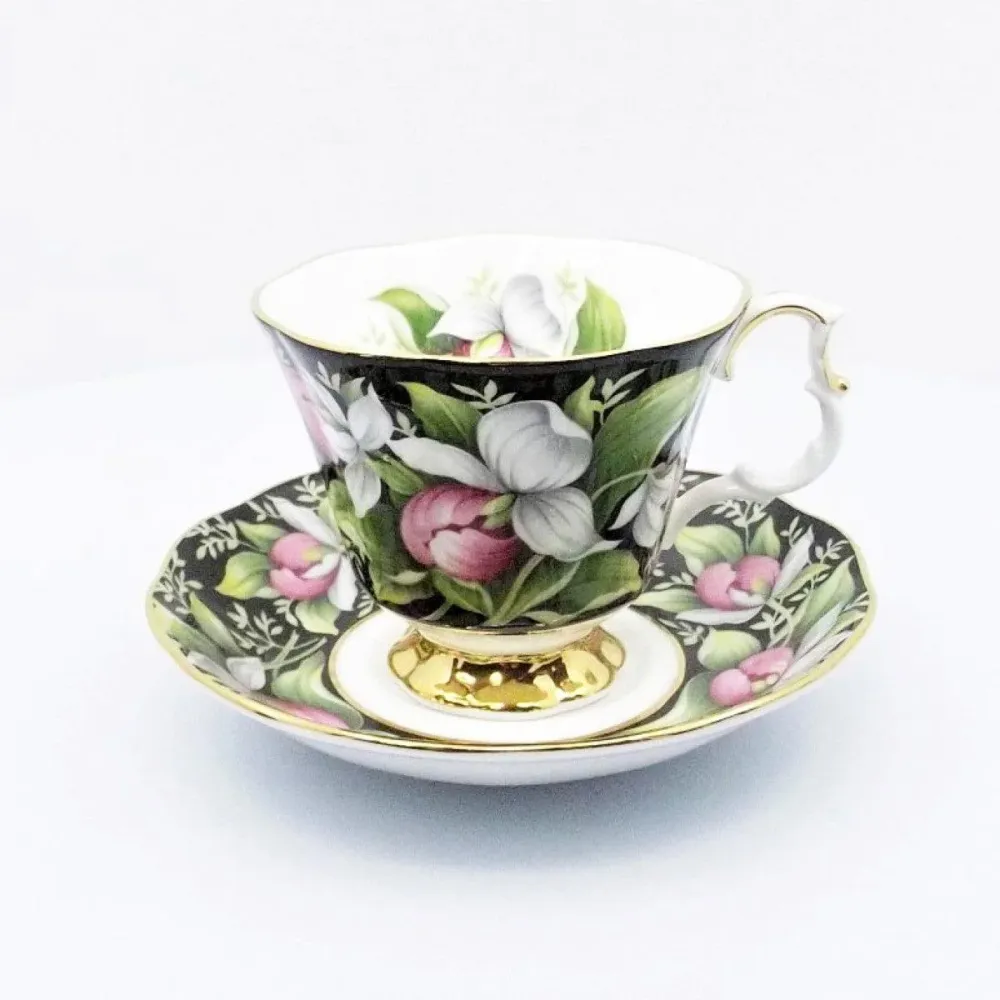 Royal Albert tekop Lady Slipper Engelsk porcelæn emalje dekorationer guld finish blomst -S885-5