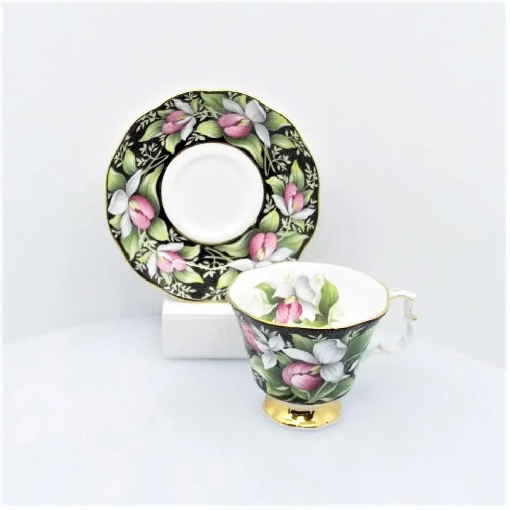 Royal Albert tekop Lady Slipper Engelsk porcelæn emalje dekorationer guld finish blomst -S885-5