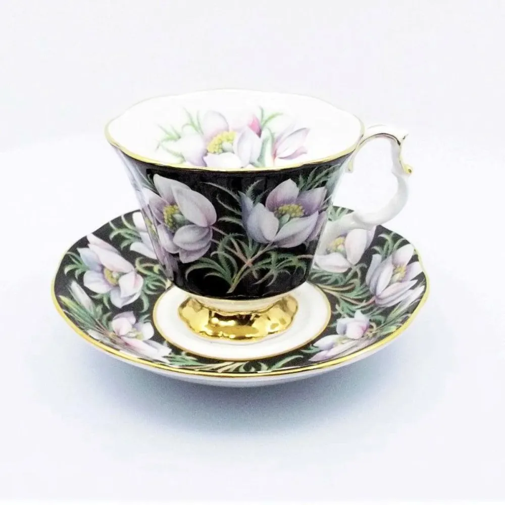 Royal Albert tekop Prarie Crocus Engelsk porcelæn emalje dekorationer guld finish blomst -S885-1