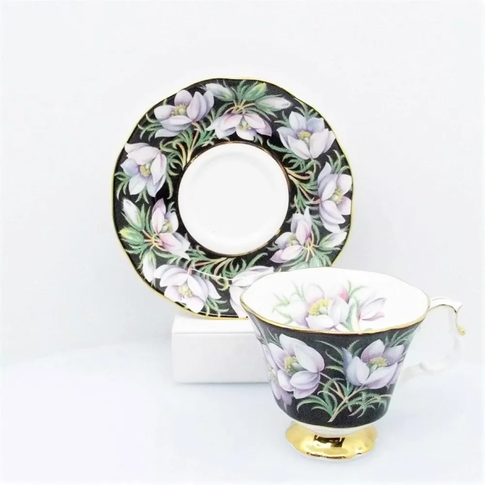 Royal Albert tekop Prarie Crocus Engelsk porcelæn emalje dekorationer guld finish blomst -S885-1
