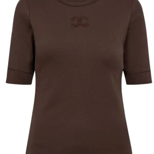 Co´Couture - Grannycc Embroidery Ss Tee 33166 - 83 - Mocca Xs