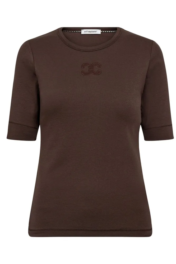 Co´Couture - Grannycc Embroidery Ss Tee 33166 - 83 - Mocca Xs