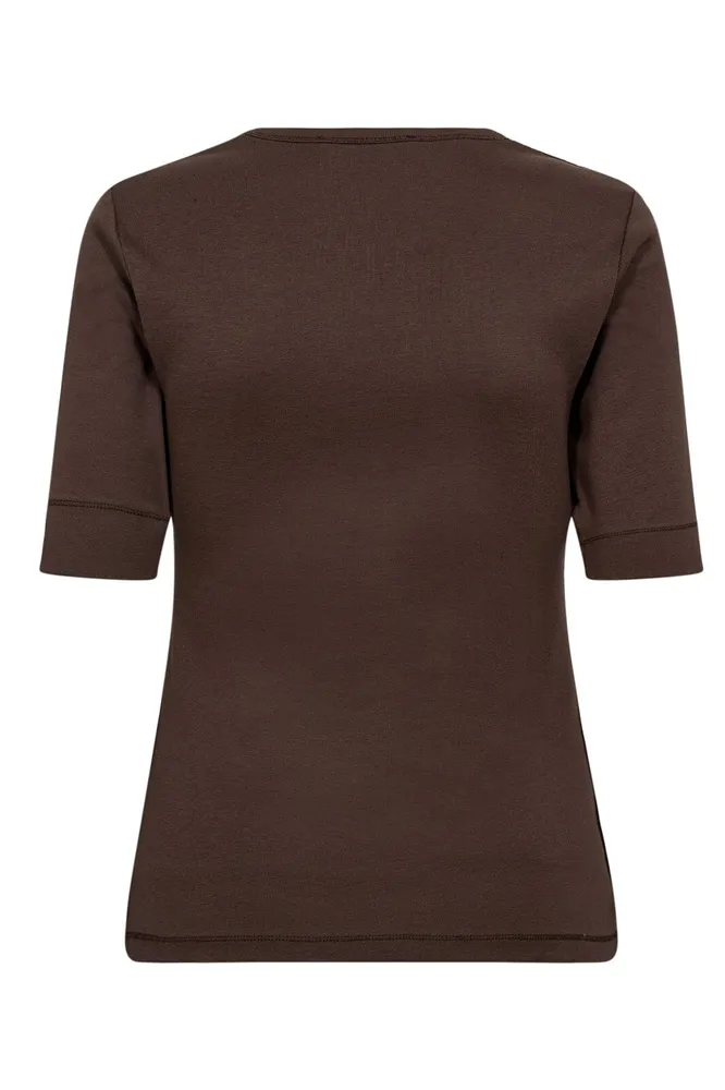 Co´Couture - Grannycc Embroidery Ss Tee 33166 - 83 - Mocca Xs