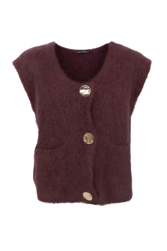 Black Colour - Bcbjoerk Knitted Button Vest 1217 - Coffee