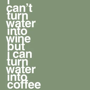 Elkedel plakat: i can’t turn water into wine but i can turn water into coffee - jade 60