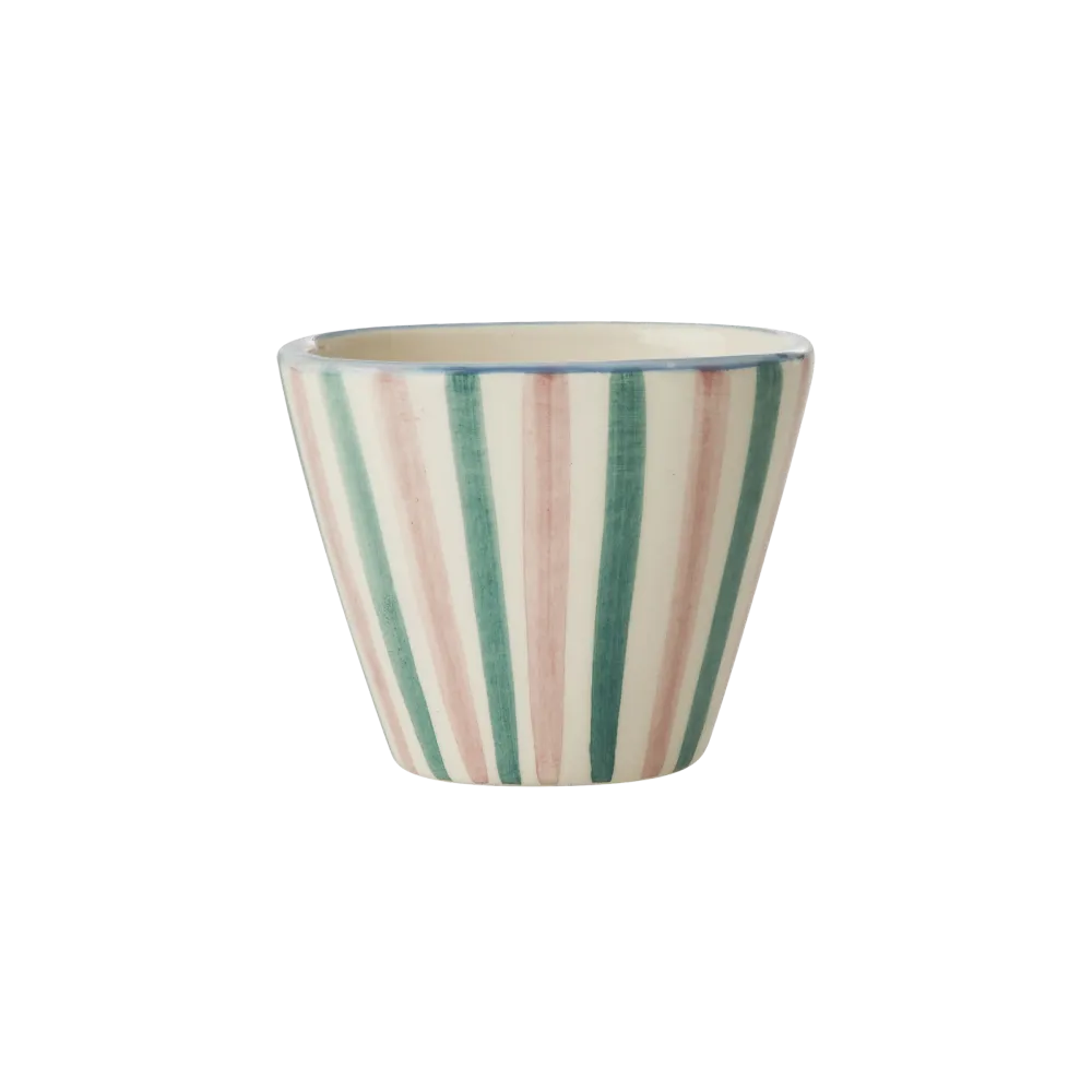 Håndmalet Keramik Espresso Kop Stripes - 70 ml
