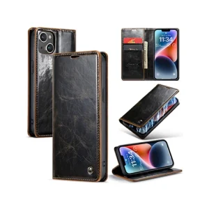 iPhone 15 Plus - CaseMe™ Oil Wax Læder Flipcover - Coffee
