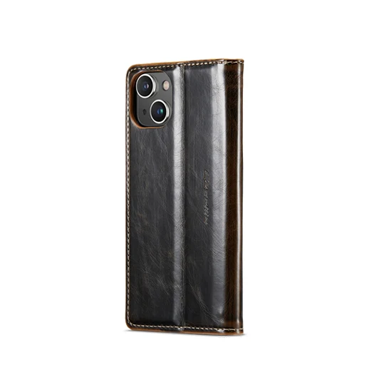 iPhone 15 Plus - CaseMe™ Oil Wax Læder Flipcover - Coffee