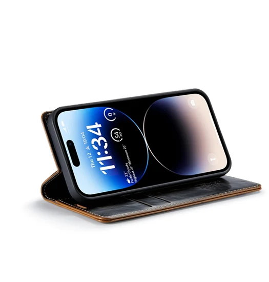 iPhone 15 Plus - CaseMe™ Oil Wax Læder Flipcover - Coffee