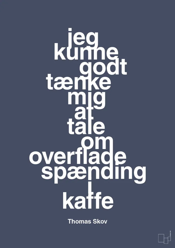 plakat: jeg kunne godt tænke mig at tale om overfladespænding i kaffe - petrol 60