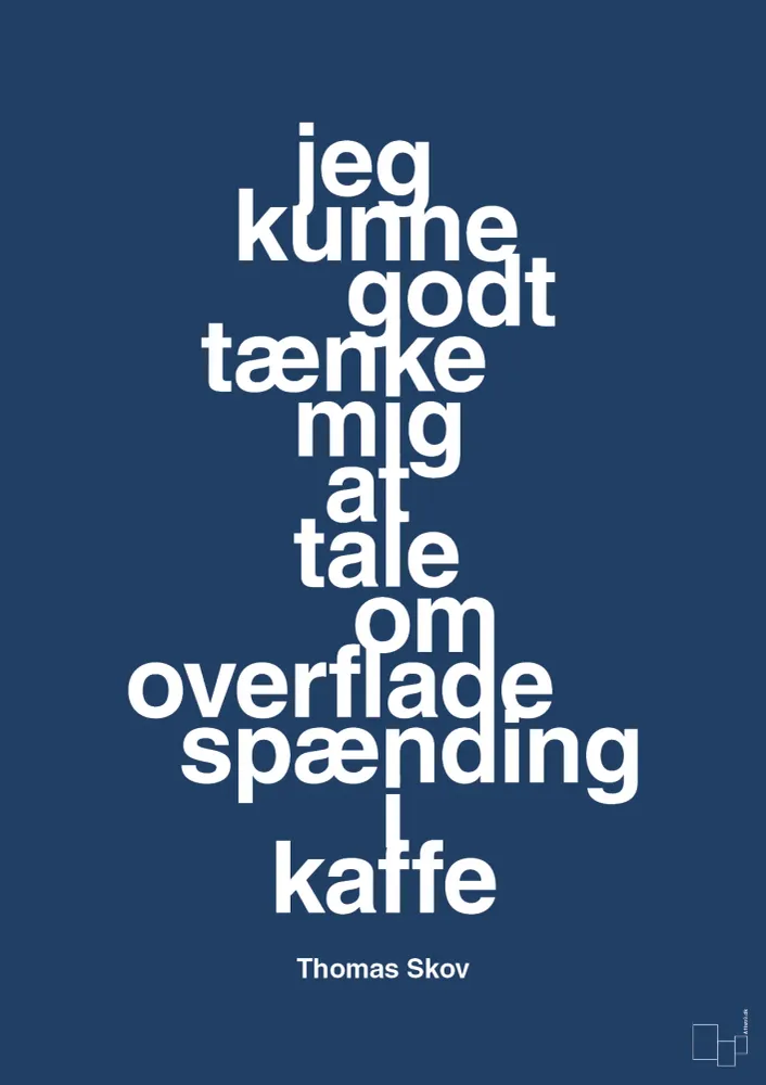 plakat: jeg kunne godt tænke mig at tale om overfladespænding i kaffe - lapis azure 60