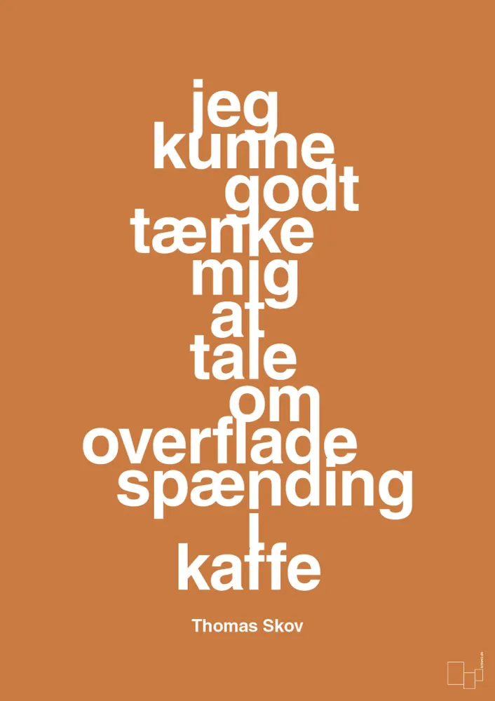 plakat: jeg kunne godt tænke mig at tale om overfladespænding i kaffe - rumba tangerine 60