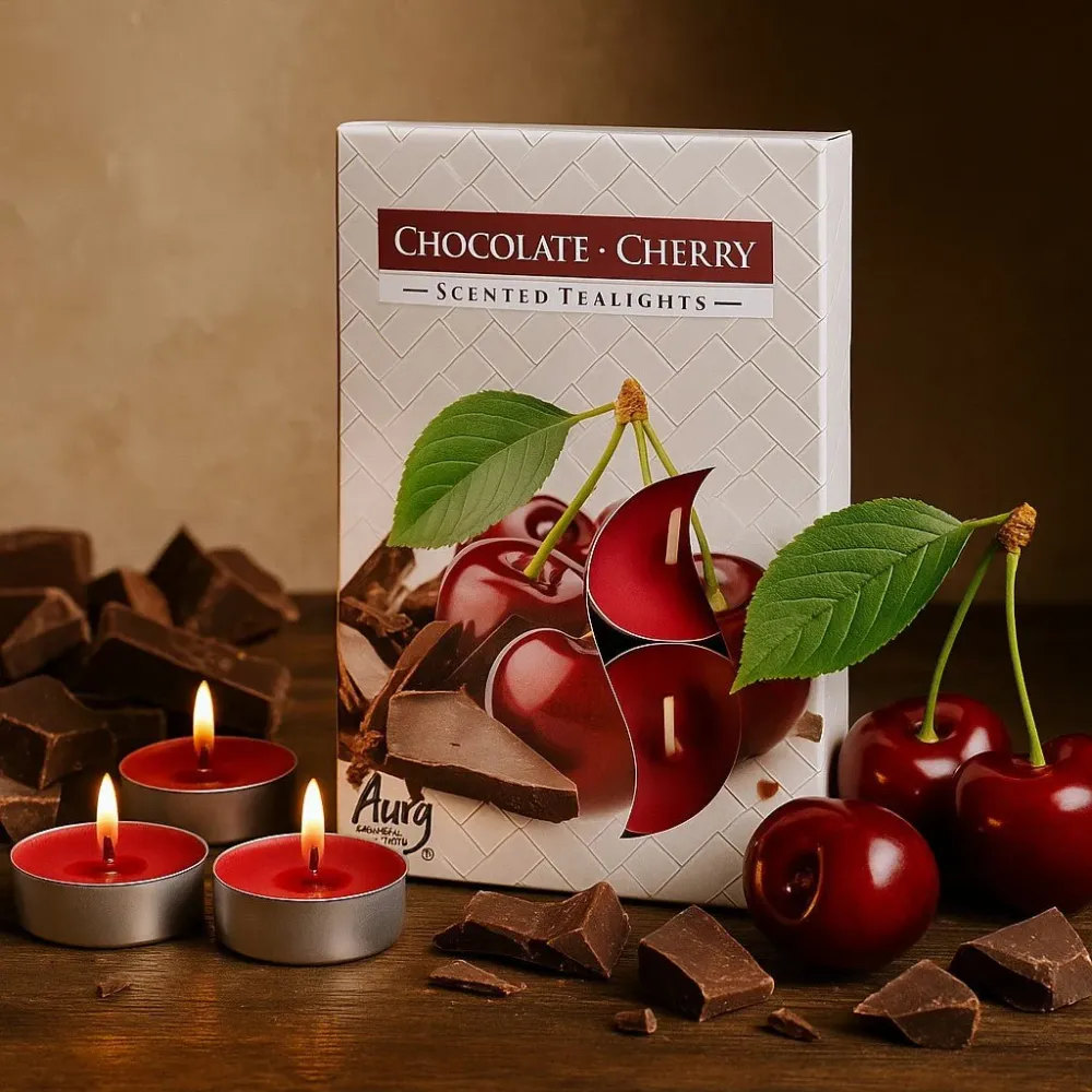 Duftlys Tealight Chokolade og Sur Kirsebær 6-pak