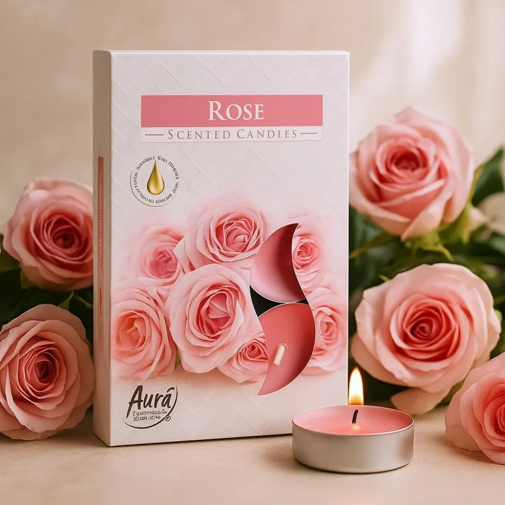 Roseduftende fyrfadslys