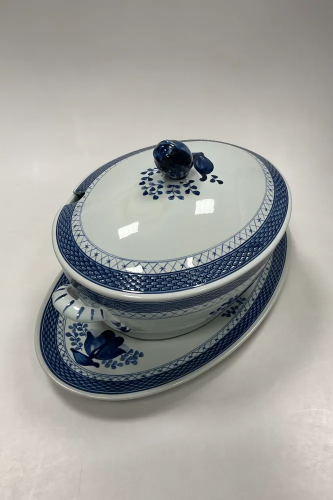 Royal Copenhagen Blå Tranquebar Oval Terrin med underfad No. 920