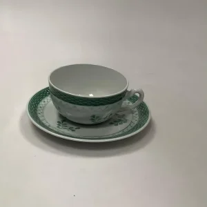 Royal Copenhagen Grøn Tranquebar Thekop med underkop No 957