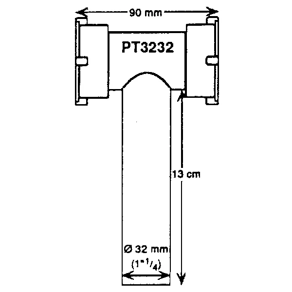 Barka, T-adaptor indv. 32 x udv. 32 mm, Ø: 32,0 mm